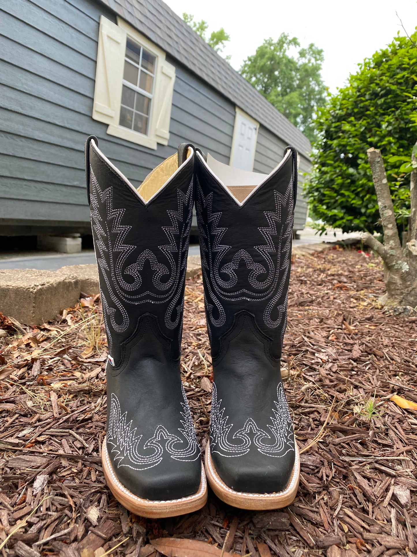 2207- Rockin Leather Women's Black Narrow Square Toe