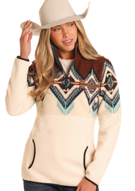 DW91CO4069-Powder River Women's Half Zip-Cream
