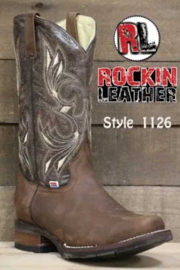 1126 - Rockin Leather Men's Chocolate Crater Square Toe Western Boot