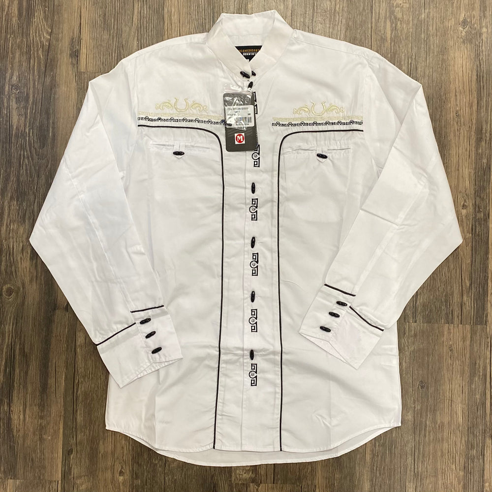 38 - White - The American West Men's Embroidered Charro LS Button Shirt