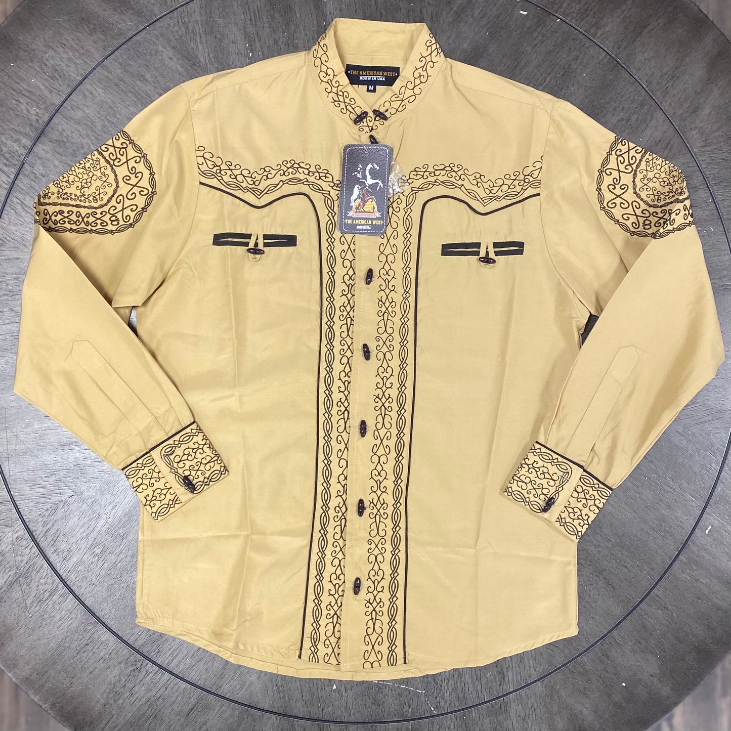 
                  
                    1009 - The American West Men's Embroidered Charro LS Button Shirt - Khaki
                  
                