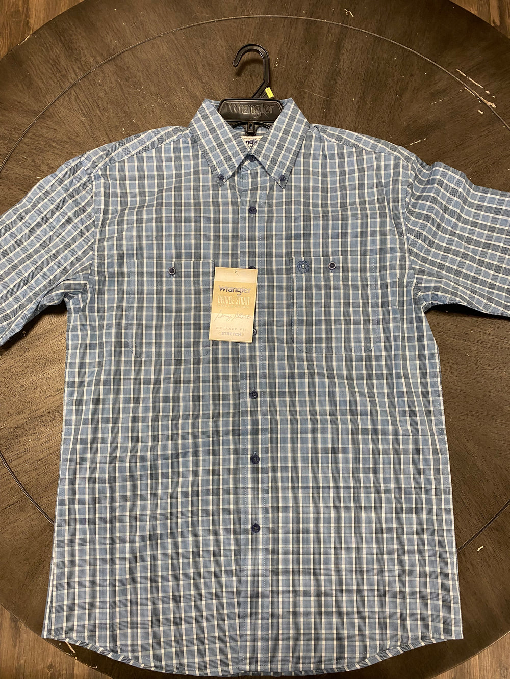 112346544- Wrangler George Strait, Blue Plaid