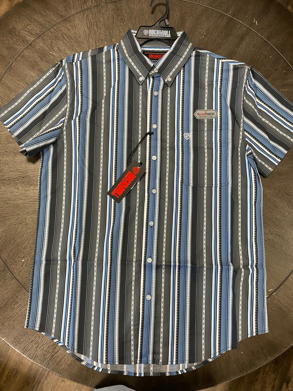 BMB3S03345 - Blue - Rock And Roll Denim Stripped Polo SS