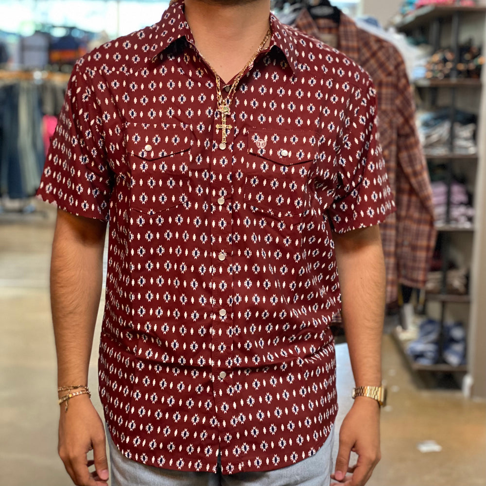 17H/24 - The American West Mens SS Button Up  - Burgundy