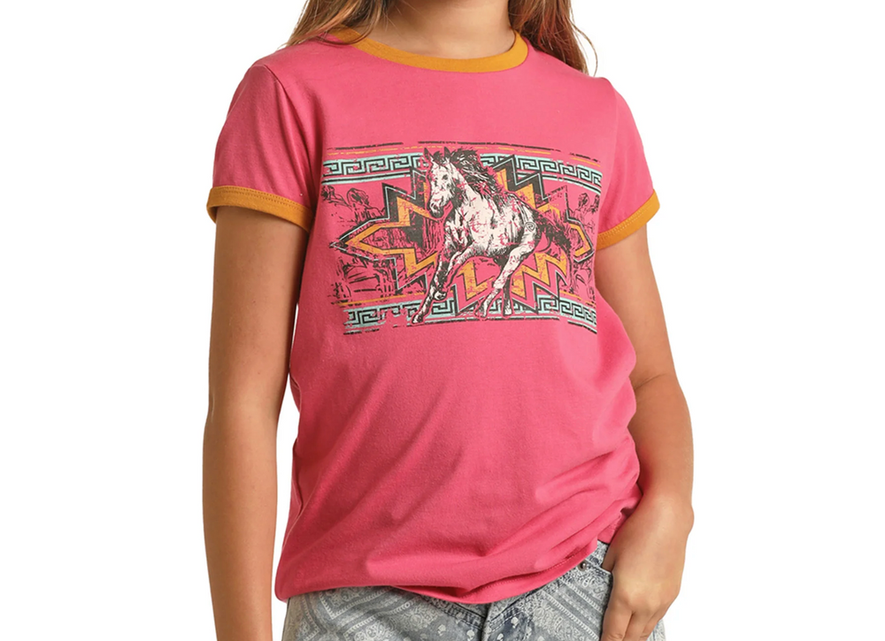 RRGT21R113 - Rock&Roll Denim Girl's Horse Graphic Tee