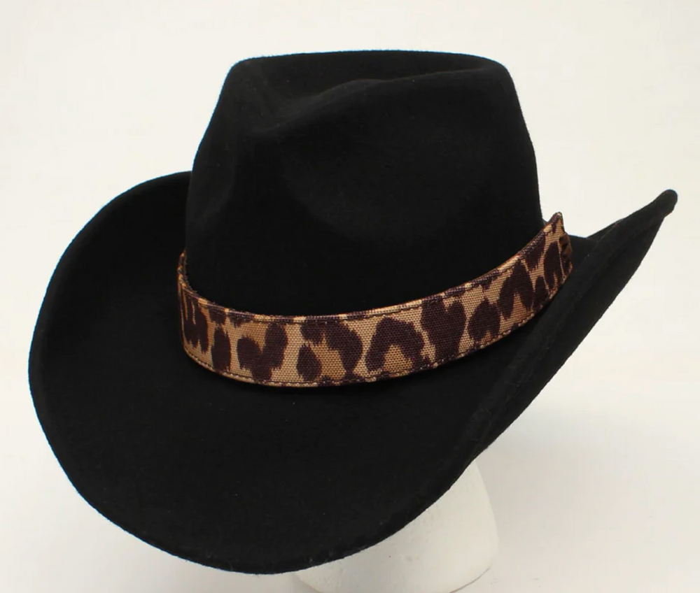 0280002 - Twister Hatband Embroidered Leopard Tassel