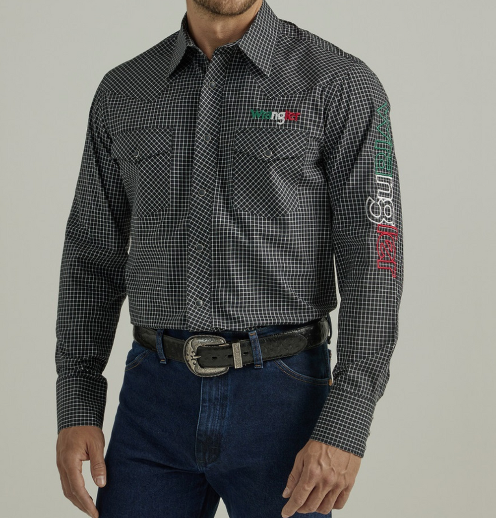 112330376- Wrangler Men's - Black Plaid