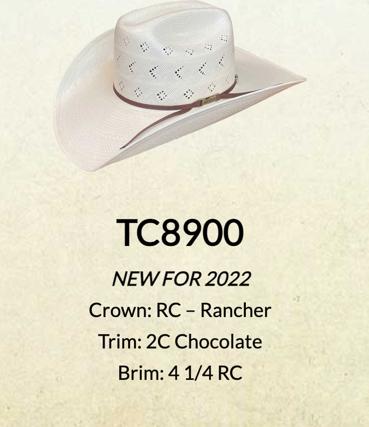 American Hat Company -  Open Crown - TC8900 2CAHS 4 1/4 Brim