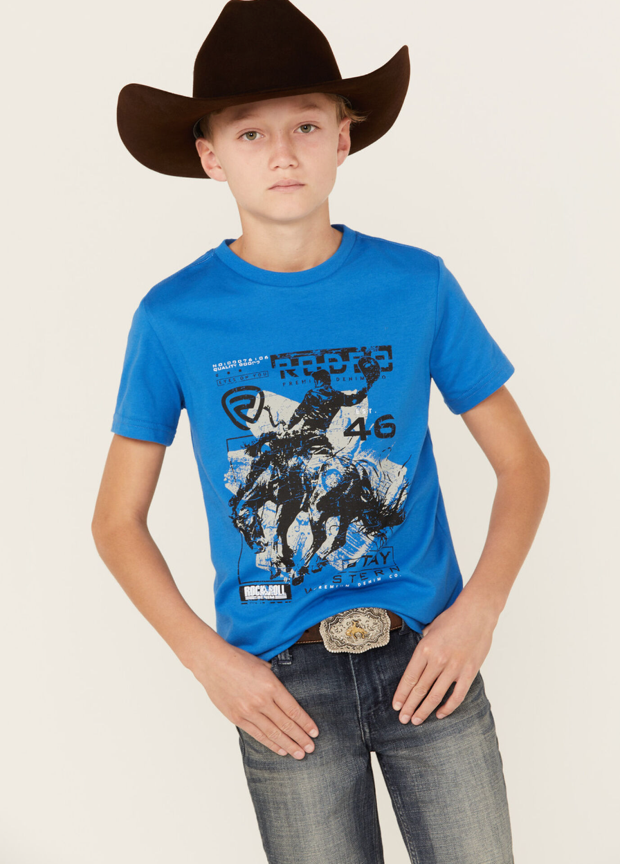 BB21T03677 - Rock And Roll Denim Graphic Kids Tee