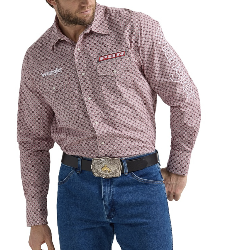 112352655- Wrangler Men's Wrangler PBR - Red Geometric