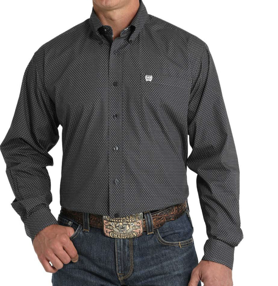 MTW1105787- Cinch Men's Geo Print LS Button - Charcoal