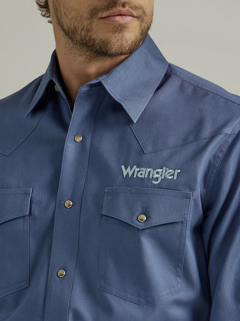 
                  
                    112330340 - Wrangler Men’s Logo LS Western Snap Shirt - Bijou Blue
                  
                