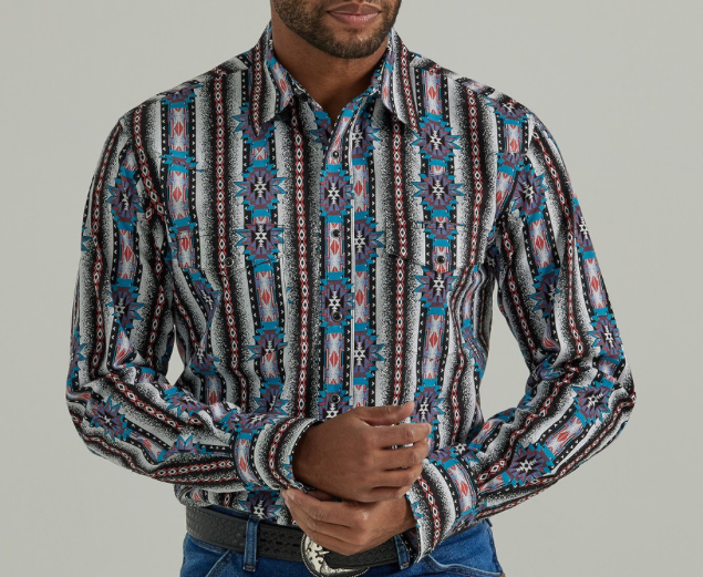 112330350- Wrangler Men's Checotah LS Snap Shirt - Multi