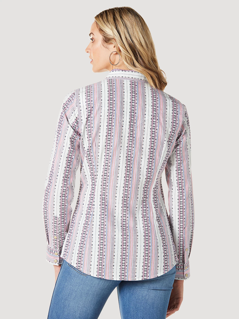 
                  
                    112336506 - Wrangler Women’s Retro LS Striped Western Snap Top - Mauve Stripe
                  
                