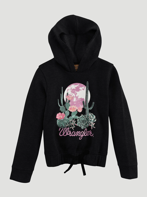 112335300 - Wrangler Girl’s Graphic Cinched Hoodie Sweat Shirt - Black