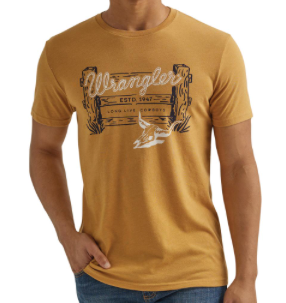 112344156- Wrangler Men's SS Tee- Pale Gold Heather