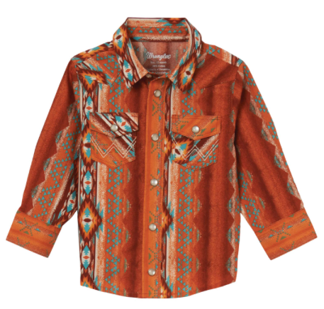 112344547 - Wrangler® Baby Boy Western Shirt - Rust