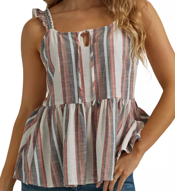 
                  
                    112344852 - RETRO WRANGLER STRIPED PUNCHY PEPLUM TOP
                  
                