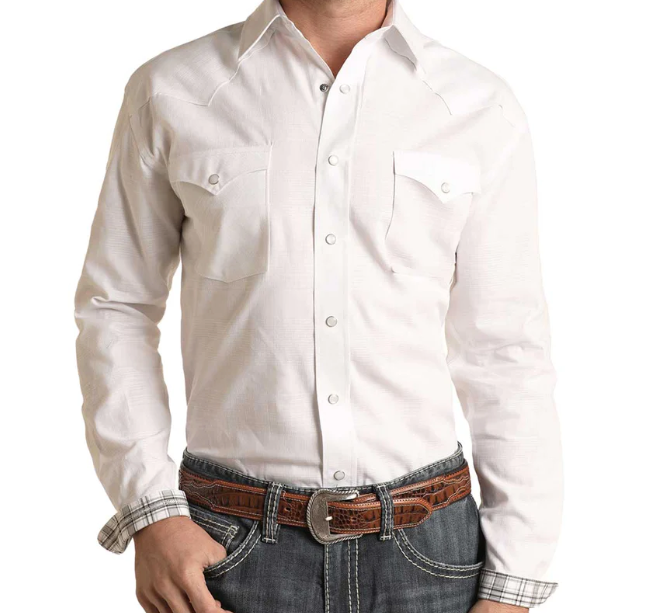 PMN2S03154- Panhandle Men's Pearl Snap- White