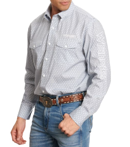 112346235 - Wrangler Men's Geo Print Long Sleeve Western Shirt