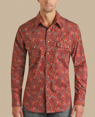 BMN2S03947- Rock & Roll Denim Mens- LONG SLEEVE PAISLEY WESTERN SNAP SHIRT