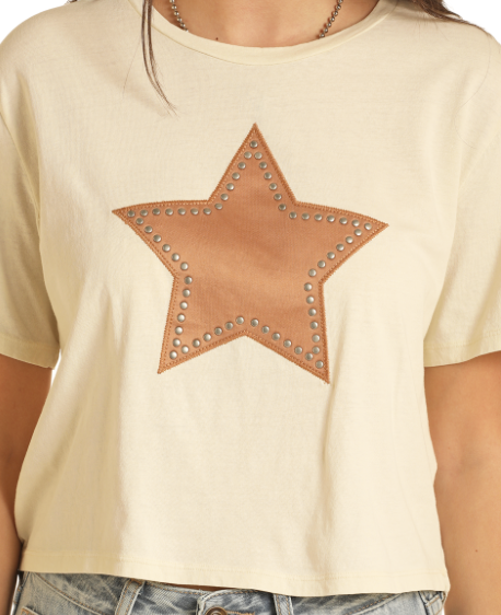 
                  
                    BW21T03918- Woman's Studded Star Applique Tee
                  
                