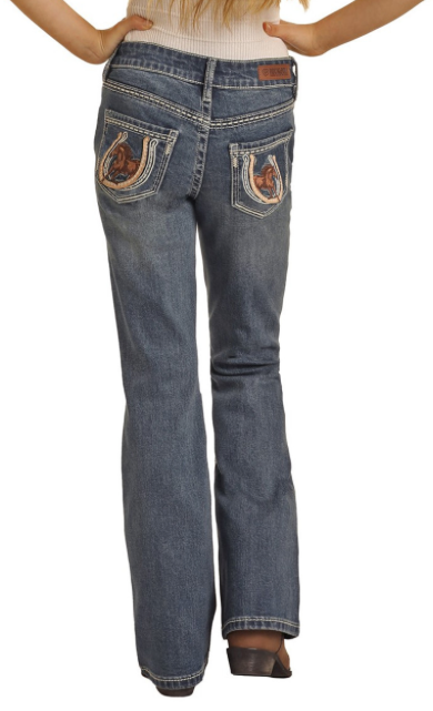 BG4MD04239 - HORSE EMBROIDERED FIT BOOTCUT JEANS