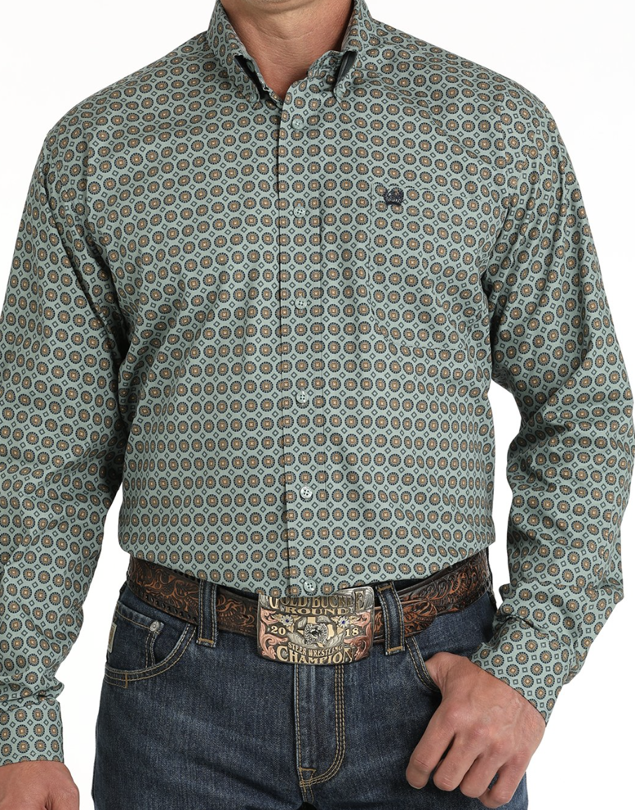 MTW1105812-Cinch Men's Geo Print- Sage