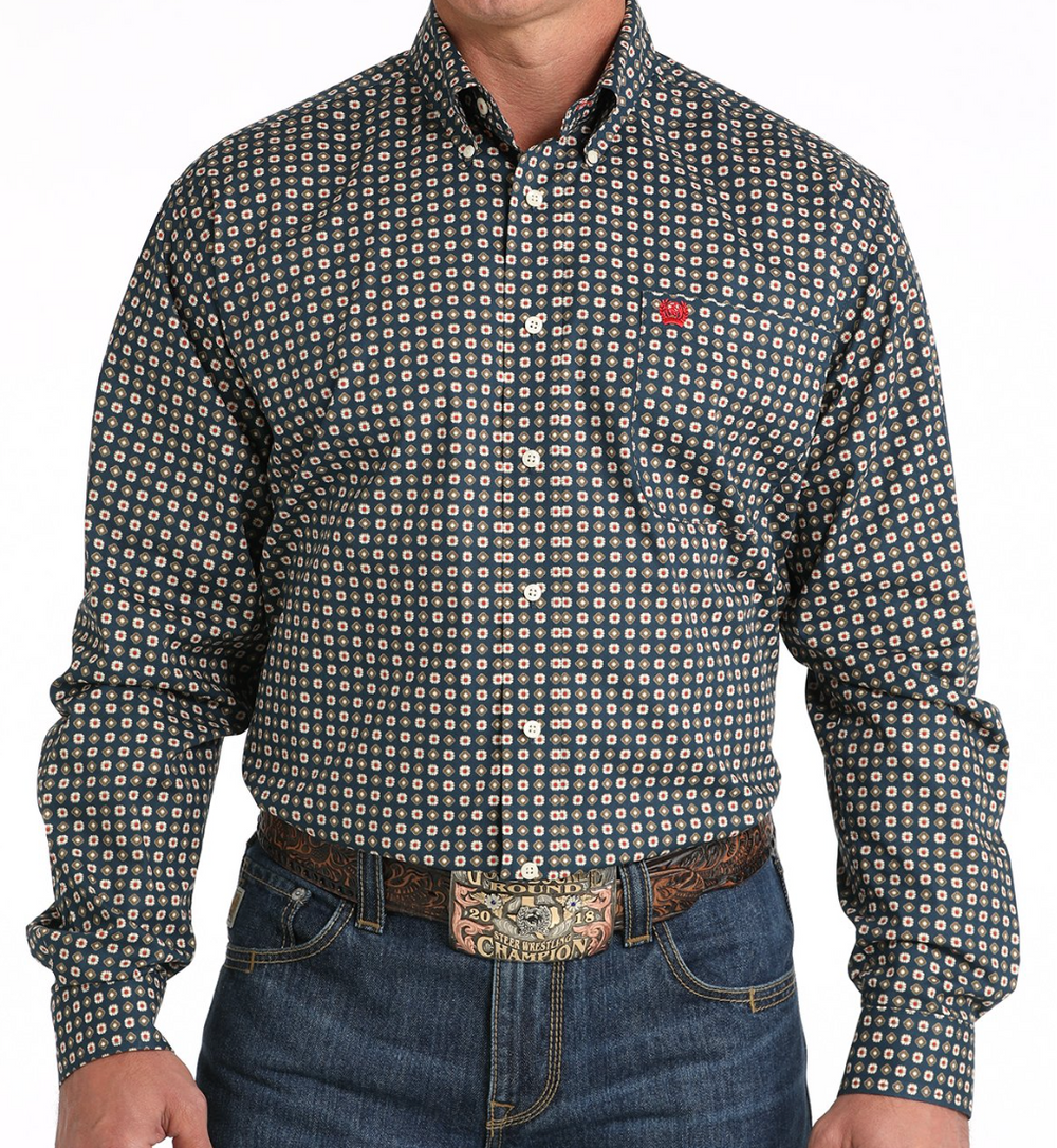 MTW1105812-Cinch Men's Medallion Print- Navy