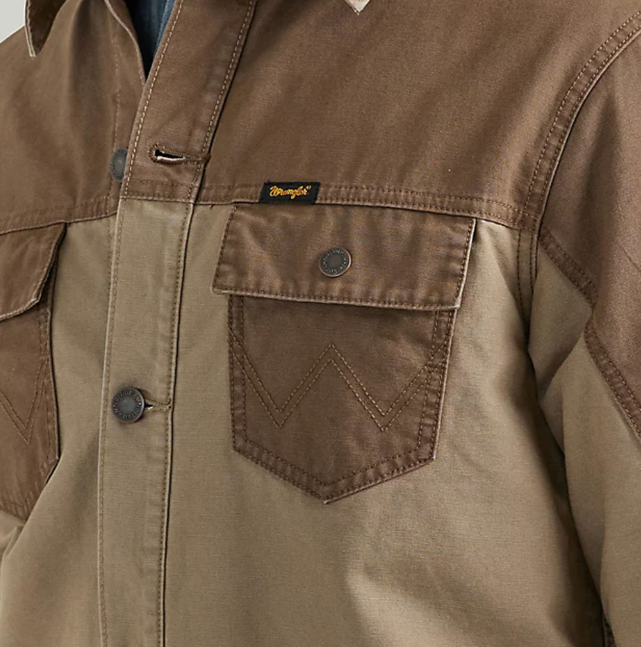 
                  
                    112352968- Wrangler Mixed Canvas Chore Jacket-Sandstone
                  
                