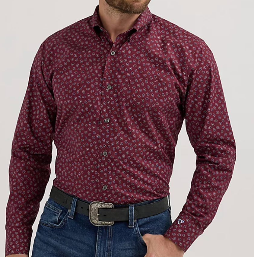 
                  
                    112357673- Wrangler men's Cody Johnson Button LS- Burgundy Flower
                  
                