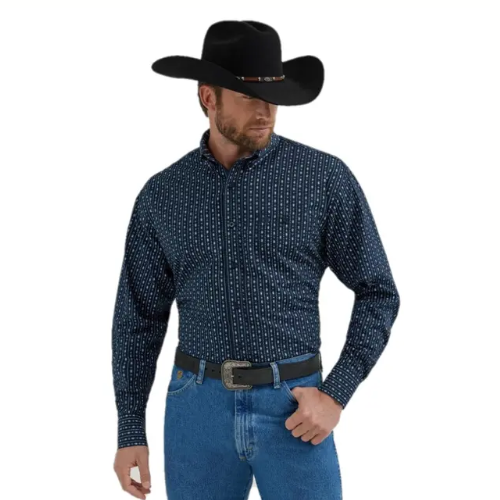 112356594 - Men's George Strait Long Sleeve Woven Button Down Shirt, Blue
