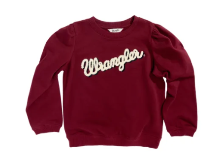 112355923-Wrangler Girl's Crewneck Sweat Shirt- Burgundy