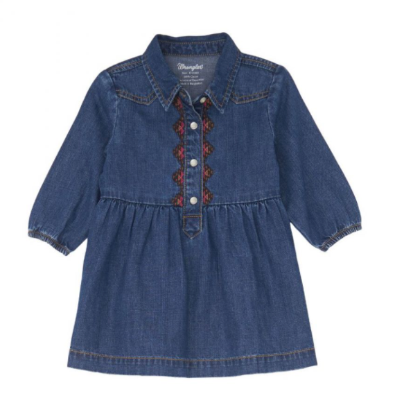 112356563-Wrangler Baby Girl Dark Wash Western Snap Dress