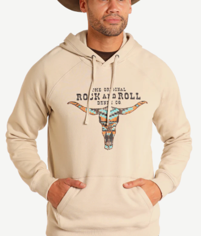 BU94T05061- Rock And Roll Denim Men's Hoodie- Khaki