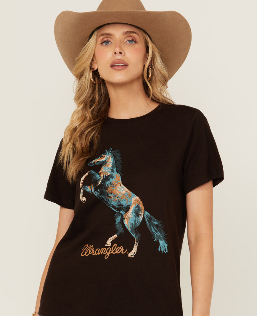 112354358-Wrangler Women's Horse Graphic Tee- Brown