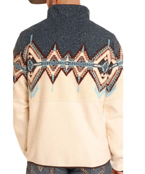 
                  
                    DM91C04070 - Powder River Outfitters by Panhandle Men's Aegean Blue & Aztec 1/4 Zip Pullover
                  
                