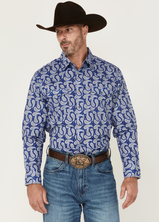 112356578-WRANGLER 20X MEN'S PAISLEY PRINT LONG SLEEVE SNAP STRETCH WESTERN SHIRT