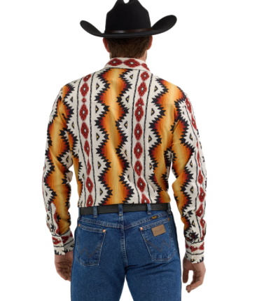 
                  
                    112355378-Wrangler Men's Checotah Aztec Orange & Black Western Shirt
                  
                