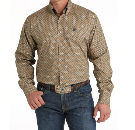 MTW1105810-Cinch Men's Geometric Print- Brown