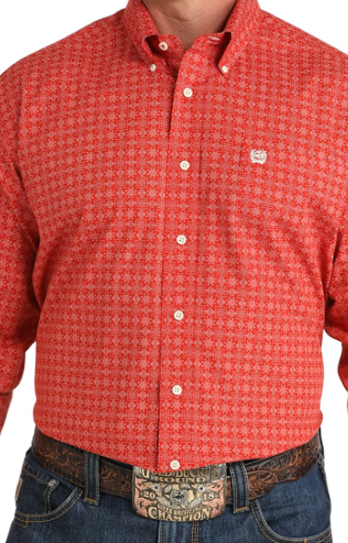 MTW1105803-Cinch Men's Geometric Print-Red