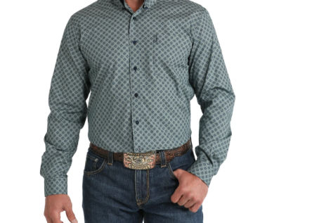 MTW1347112-Cinch Men's Modern Fit Geometric Print-Navy