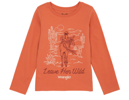 Wrangler Girls Long Sleeve Graphic T-Shirt - Coral