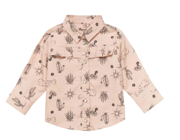 WRANGLER 112353155 BABY GIRL L/S SNAP PINK CACTUS