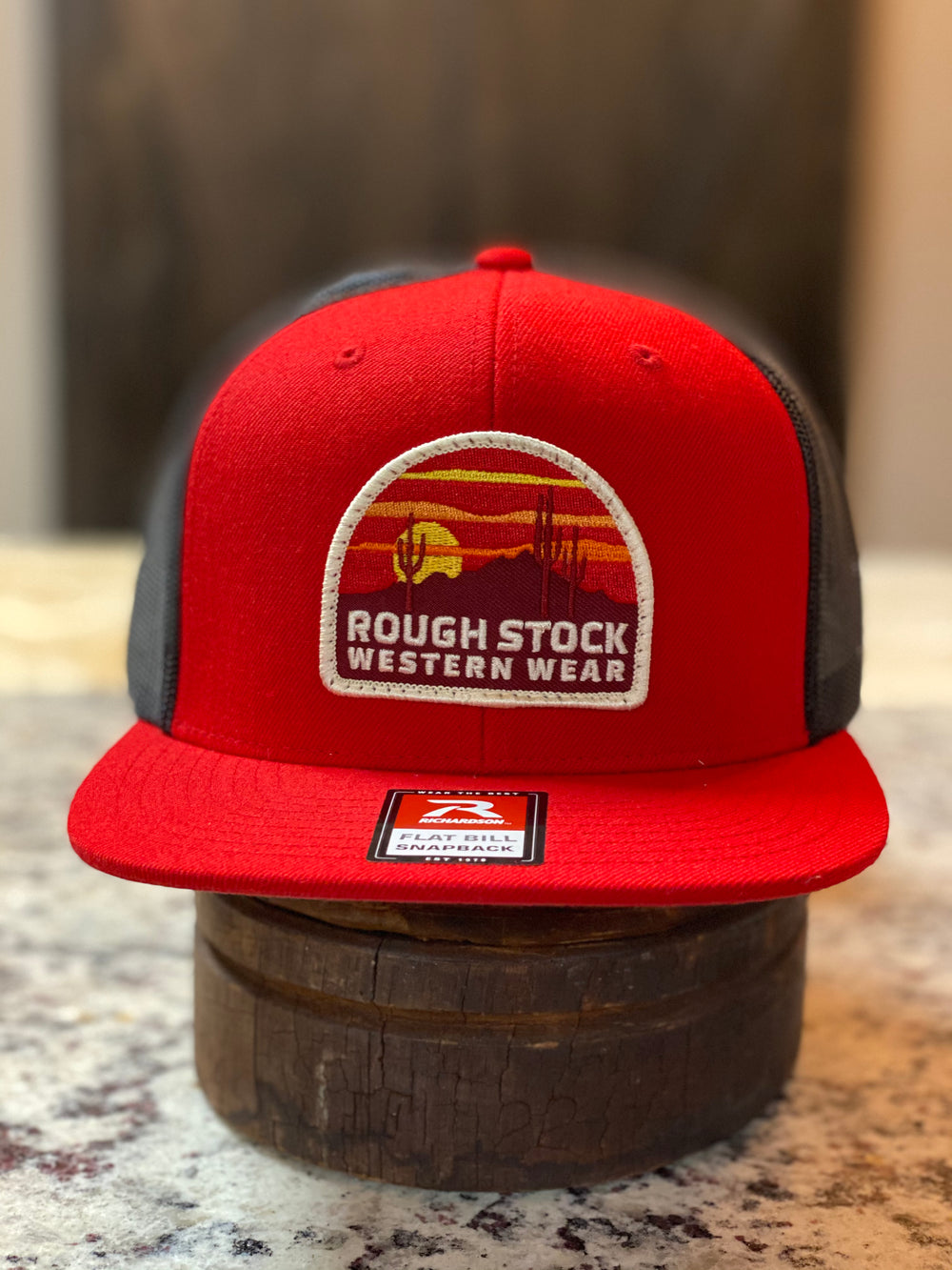 Rough Stock Western - Desert Scene Patch Cap - RED