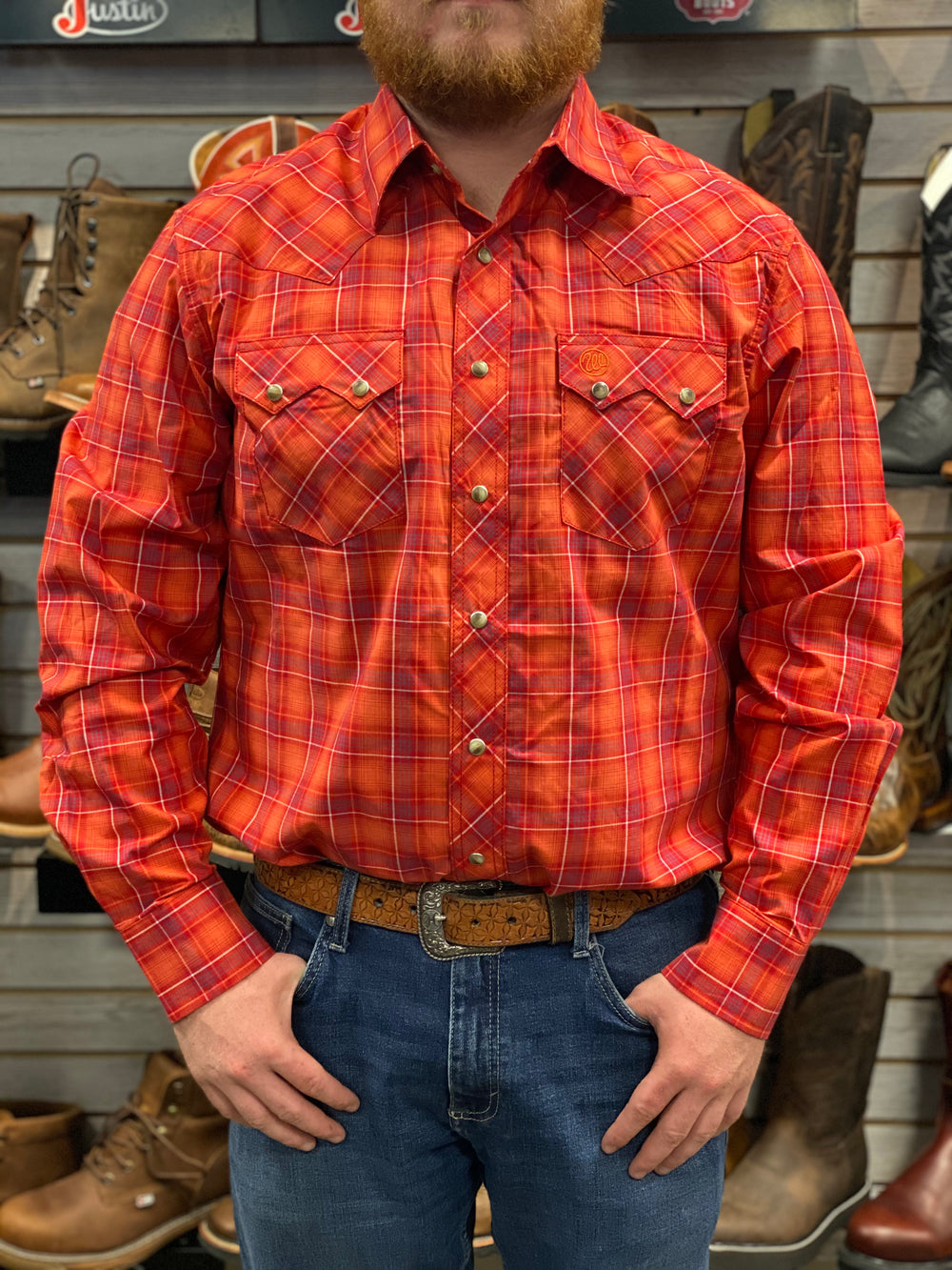 10MV4030R - Wrangler Men's Retro Long Sleeve Shirt - Red