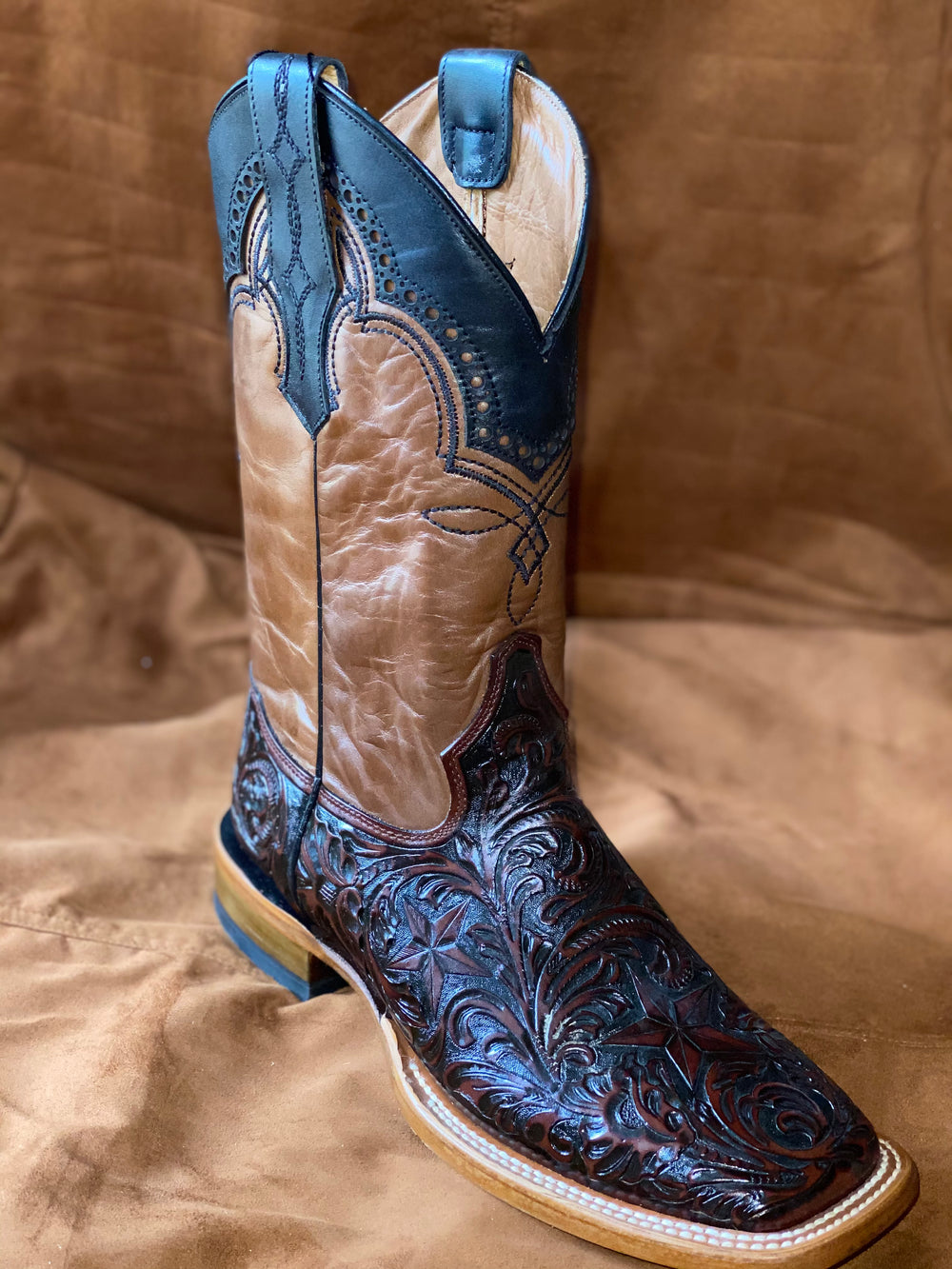 THR75- Los Texanos Boots - Tooled Dark