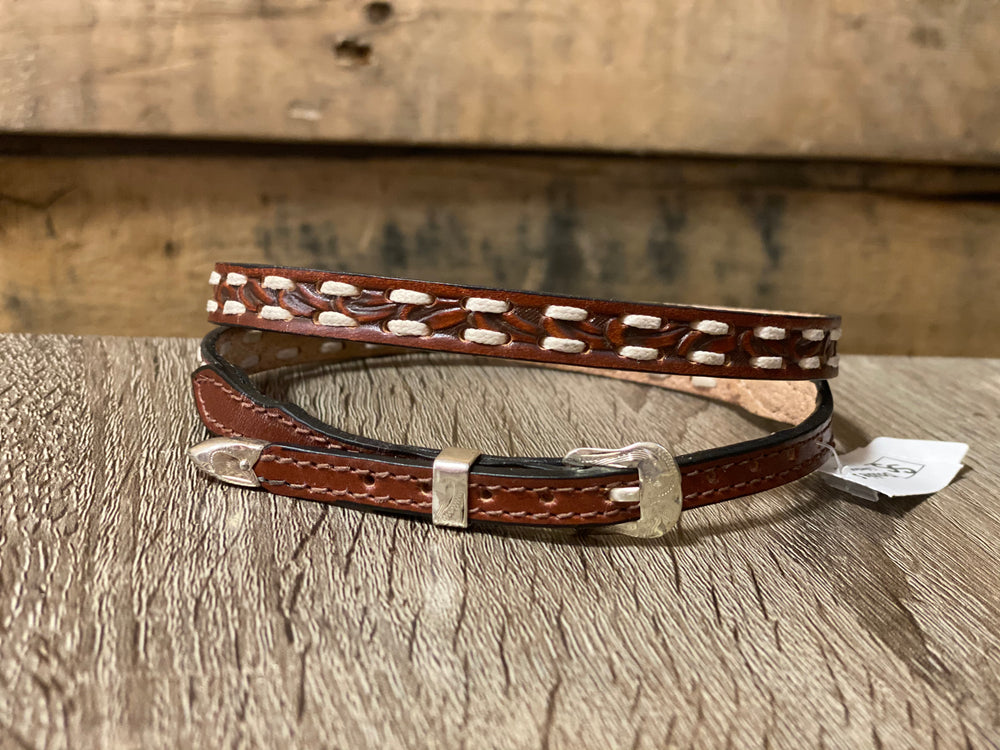 0201508 - M&F Western  Brown Embossed Laced Edge Hatband