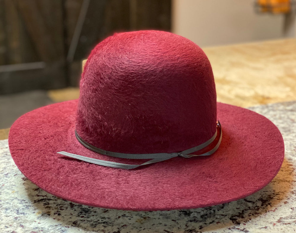 
                  
                    Tacchino - Open Crown Felt Hat - Maroon Grizzly
                  
                