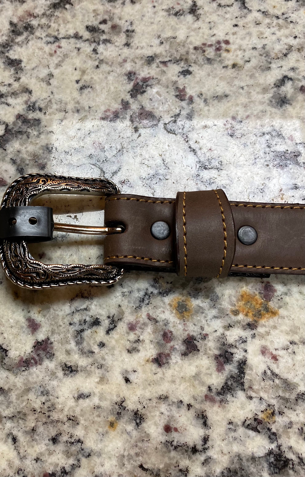 B1034 - Rockin Leather - Distressed Brown Stitch  - Kids Belt